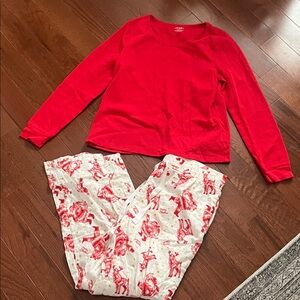 Old navy Red and White Santa womens matching  Pajamas Set medium